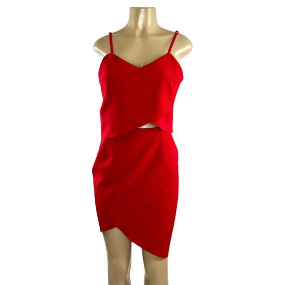 Elliatt x Revolve The Shot Tulip Dress Size M Red Asymmetrical Cutout Cocktail - Picture 2 of 10